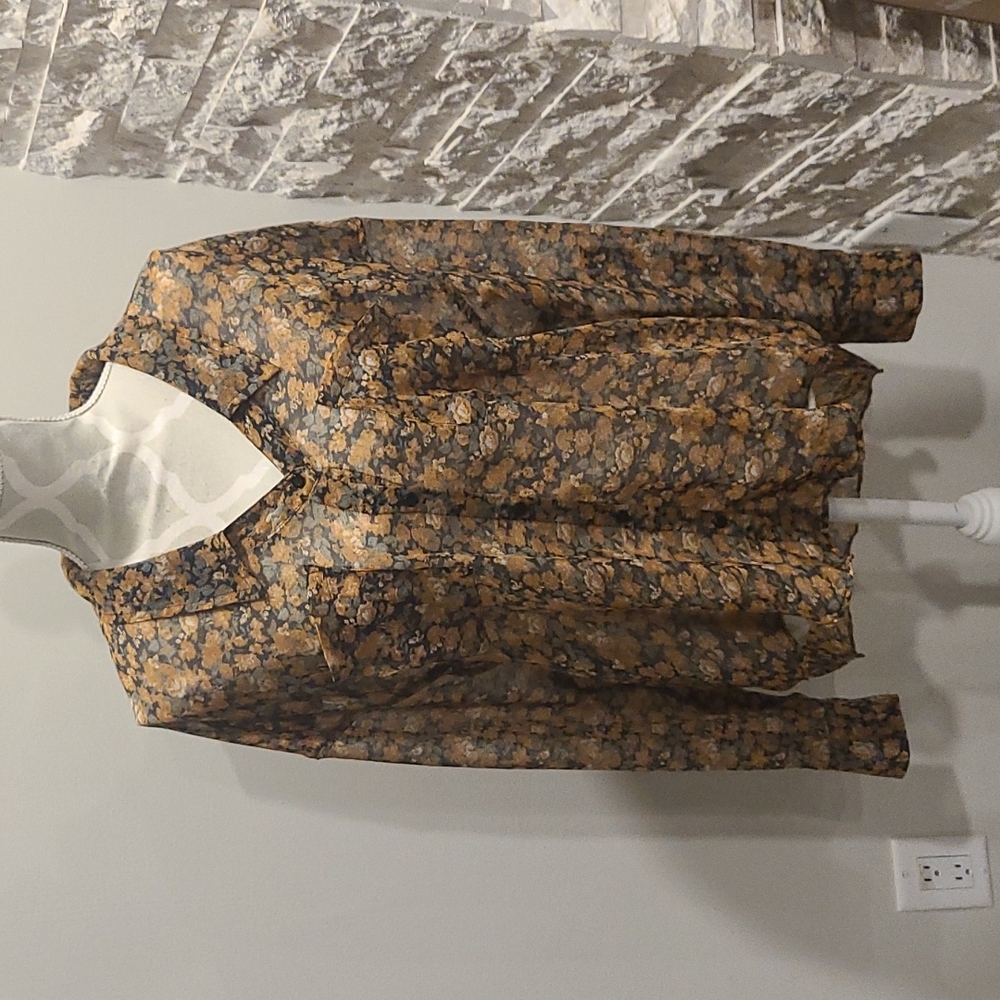 Free People hi low semi sheer floral blouse